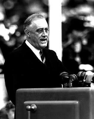 Franklin Delano Roosevelt in a wheelchair