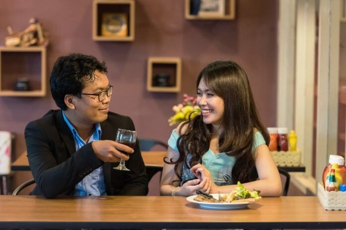 Couple having good communication over food