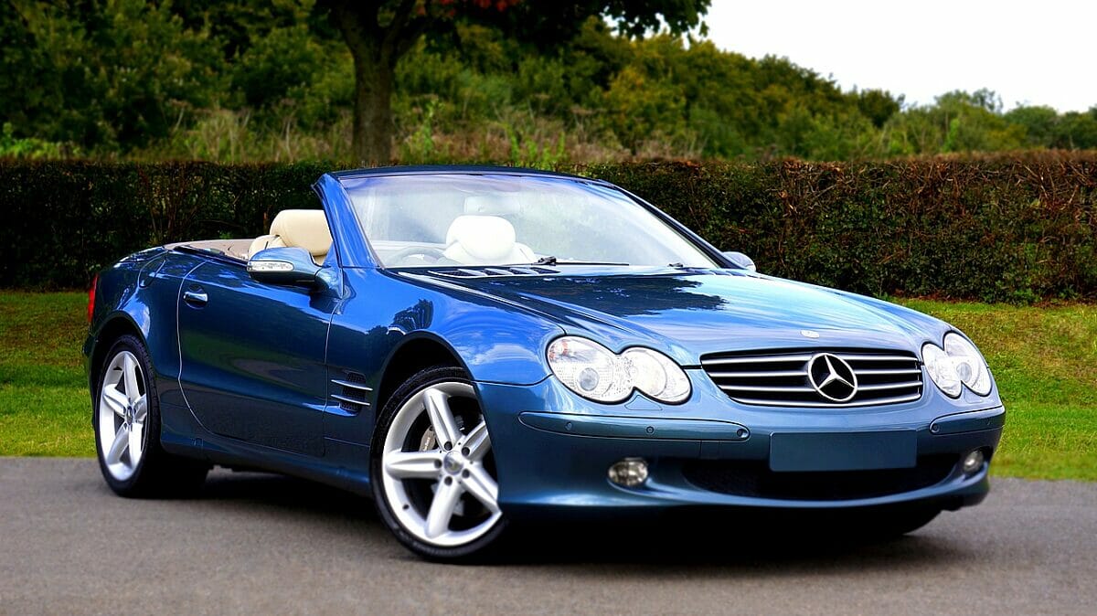 Blue Mecedes Benz - a millionaire's toy